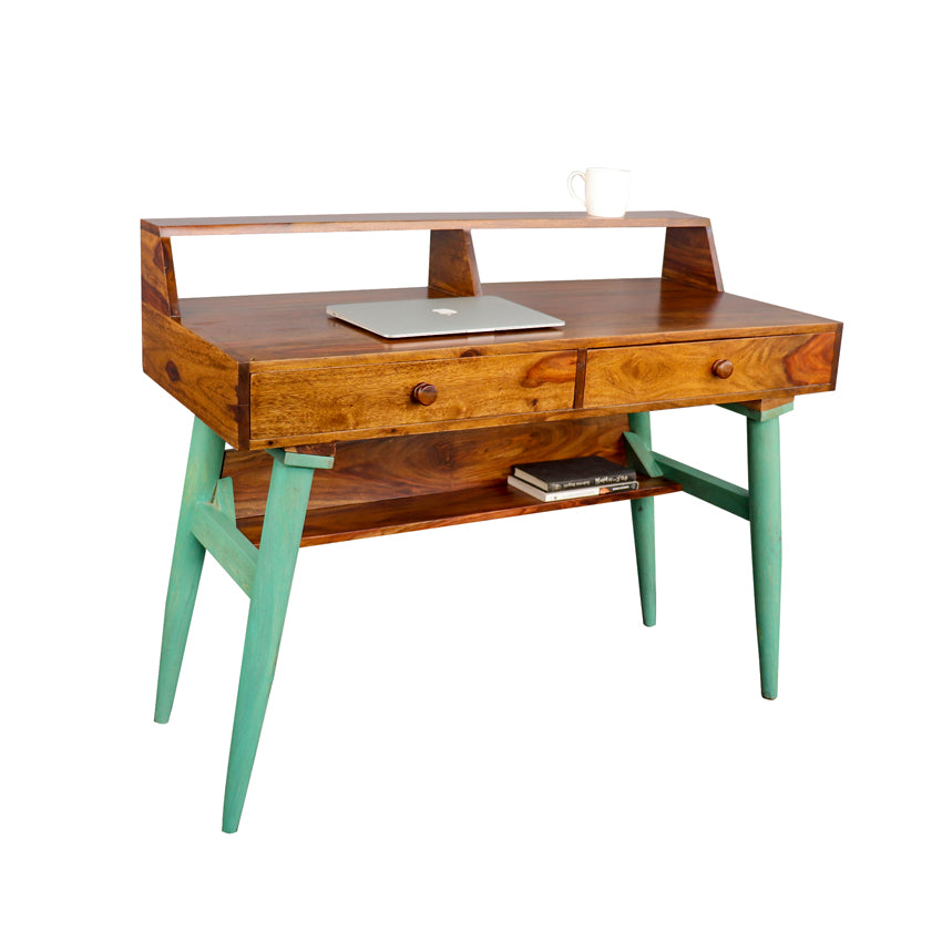 Study Table in Vintage Green Drawers