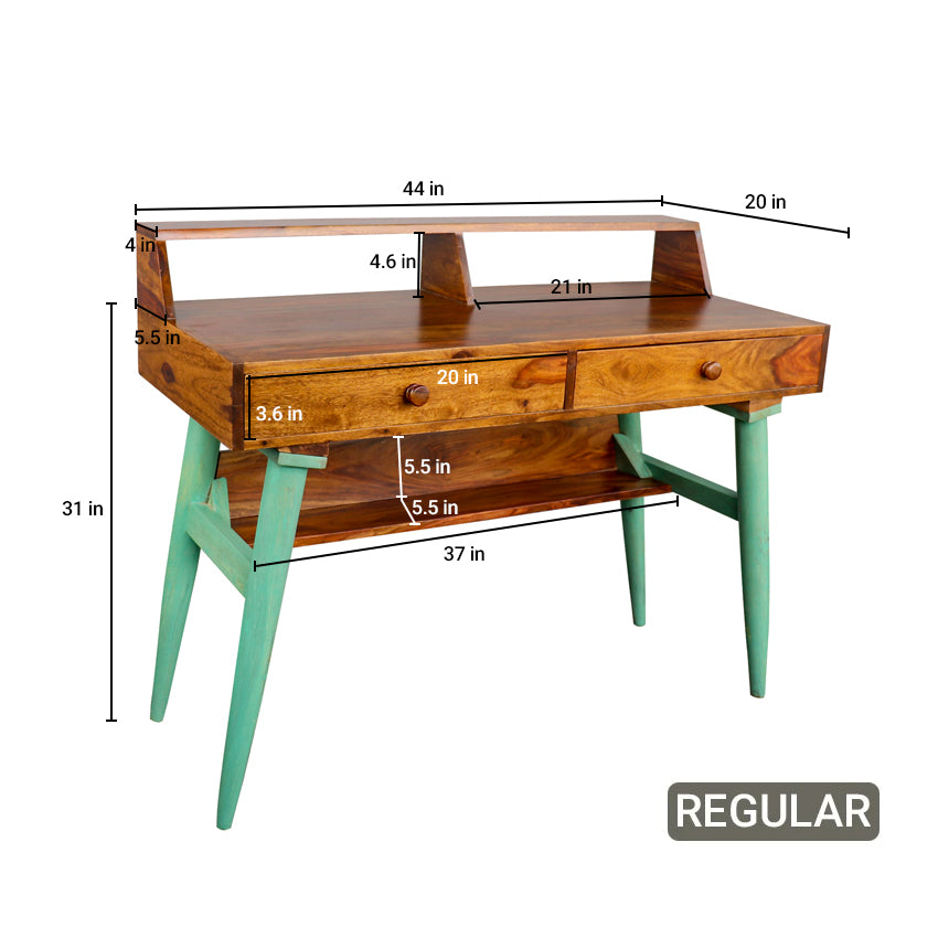 Study Table in Vintage Green with two Drawers