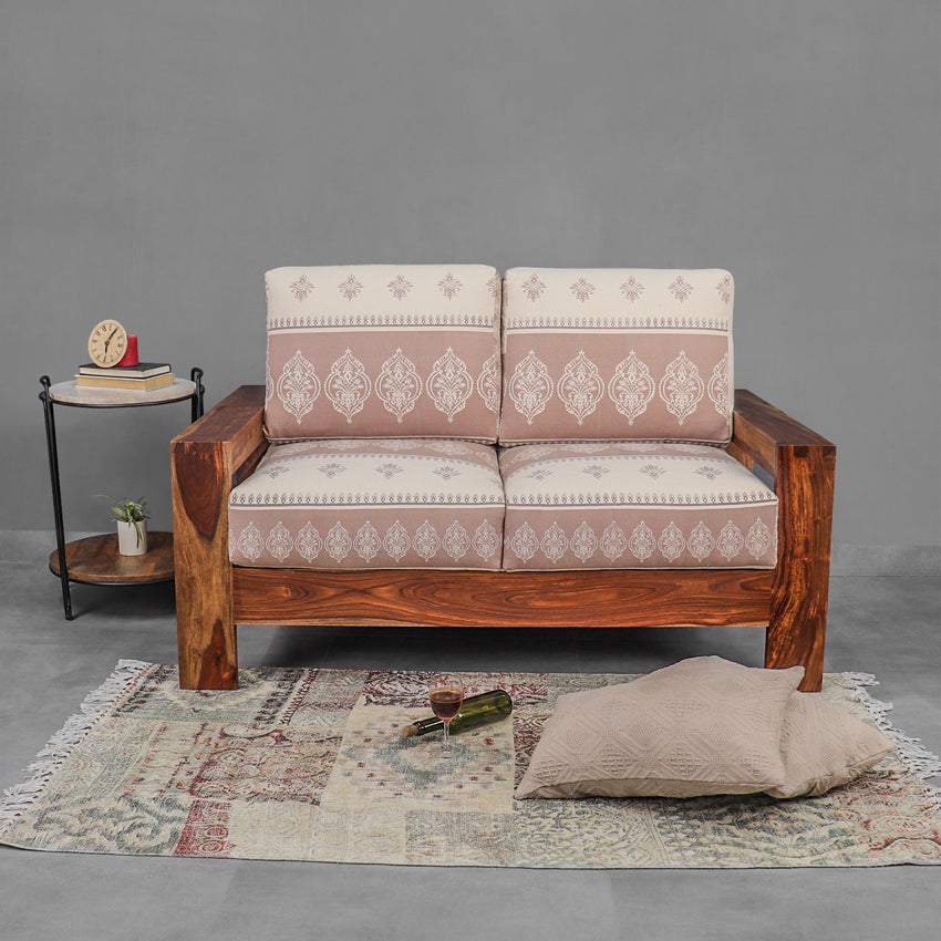 Trissino Solid Wood Three Seater Sofa with Hand Printed Upholstery