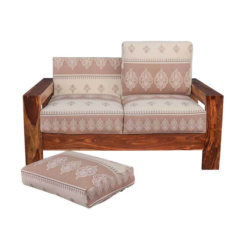 Trissino Solid Wood Two Seater Sofa with Hand Printed Upholstery