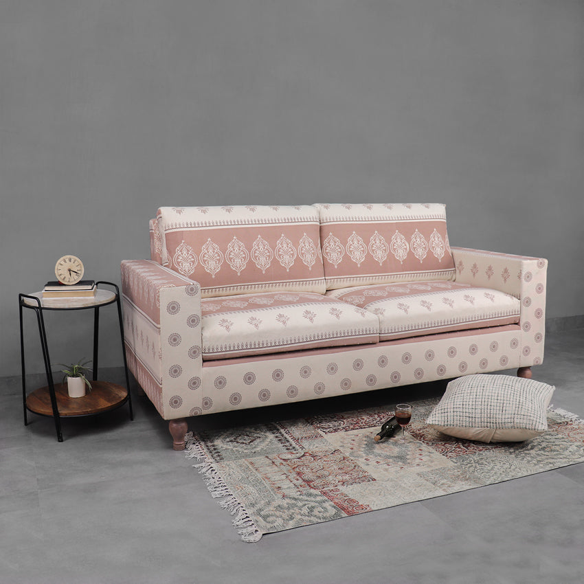 Alfeo Large Two Seater Sofa with Hand Printed Upholstery