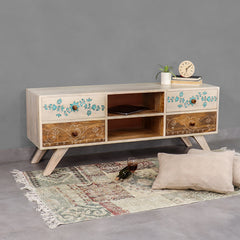 Athens Hand painted Solid Wood TV Unit Table