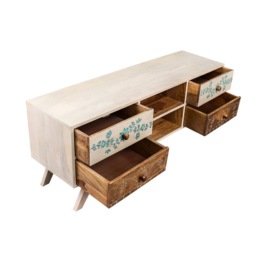 Athens Hand painted Solid Wood TV Unit Table
