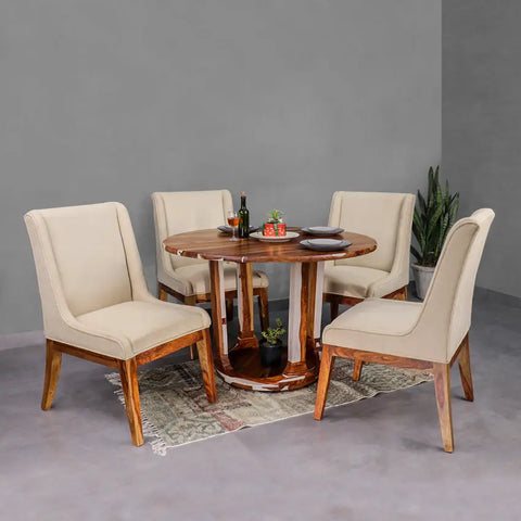 Efisio Solid Wood Four Seater Dining Set