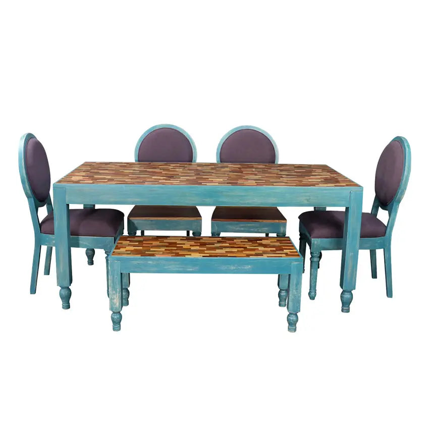 Gastone Solid Wood Six Seater Dining Set