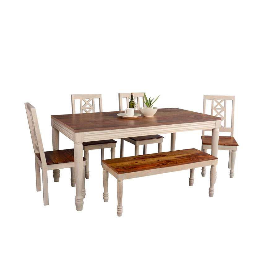Riviera Solid Wood Six Seater Dining Set