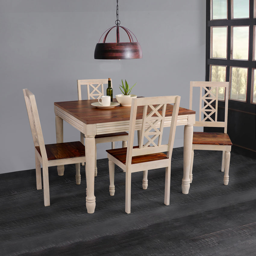Riviera Solid Wood Four Seater Dining Set
