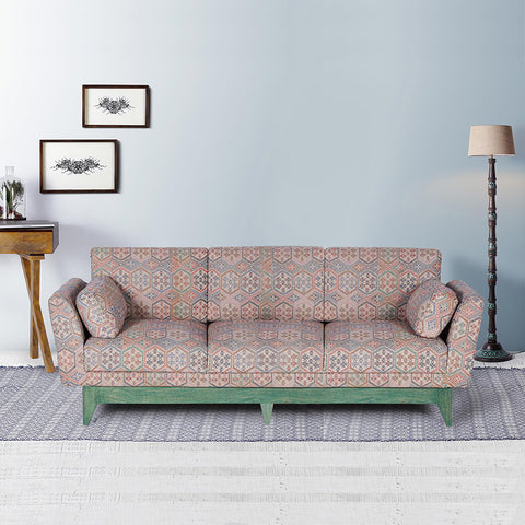 Victoria Solid Wood Three Seater Sofa with Hand Woven Upholstery