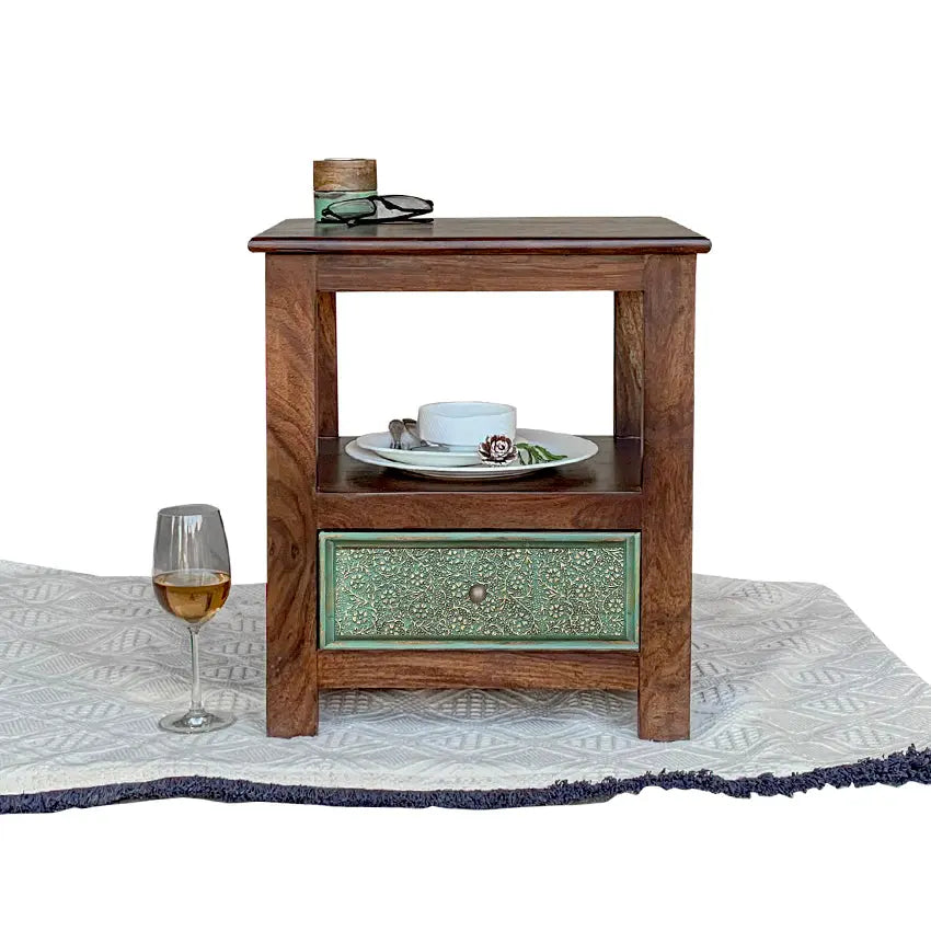 Solid Wood Bedside Table with Single Drawer
