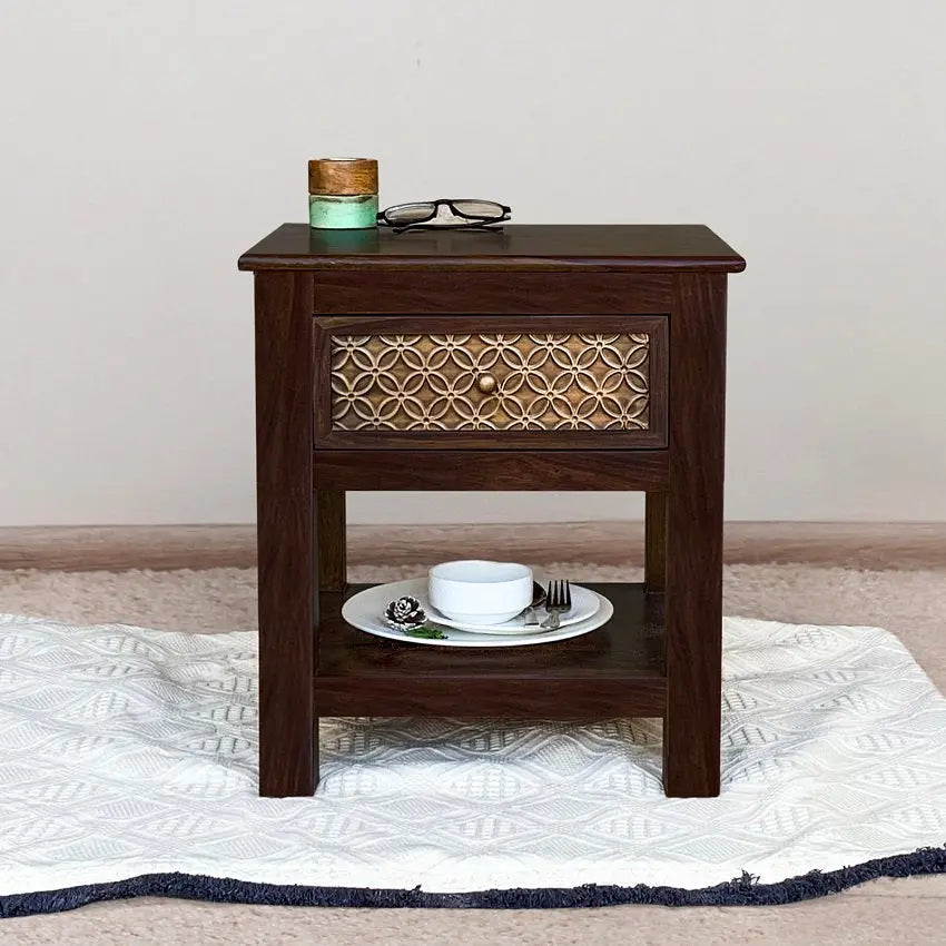 Small wood on sale table with drawer