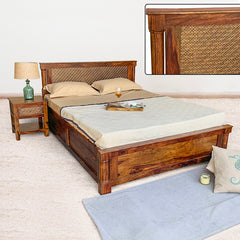 Solid Sheesham Wood Bed with Box Storage