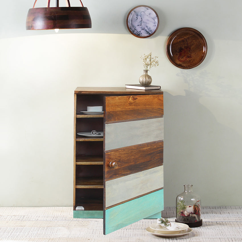 Olive Solid Wood Cabinet with Door