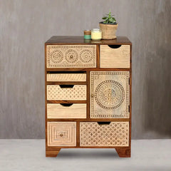 Dravidian Hand Carved Solid Wood Cabinet - Fabuliv