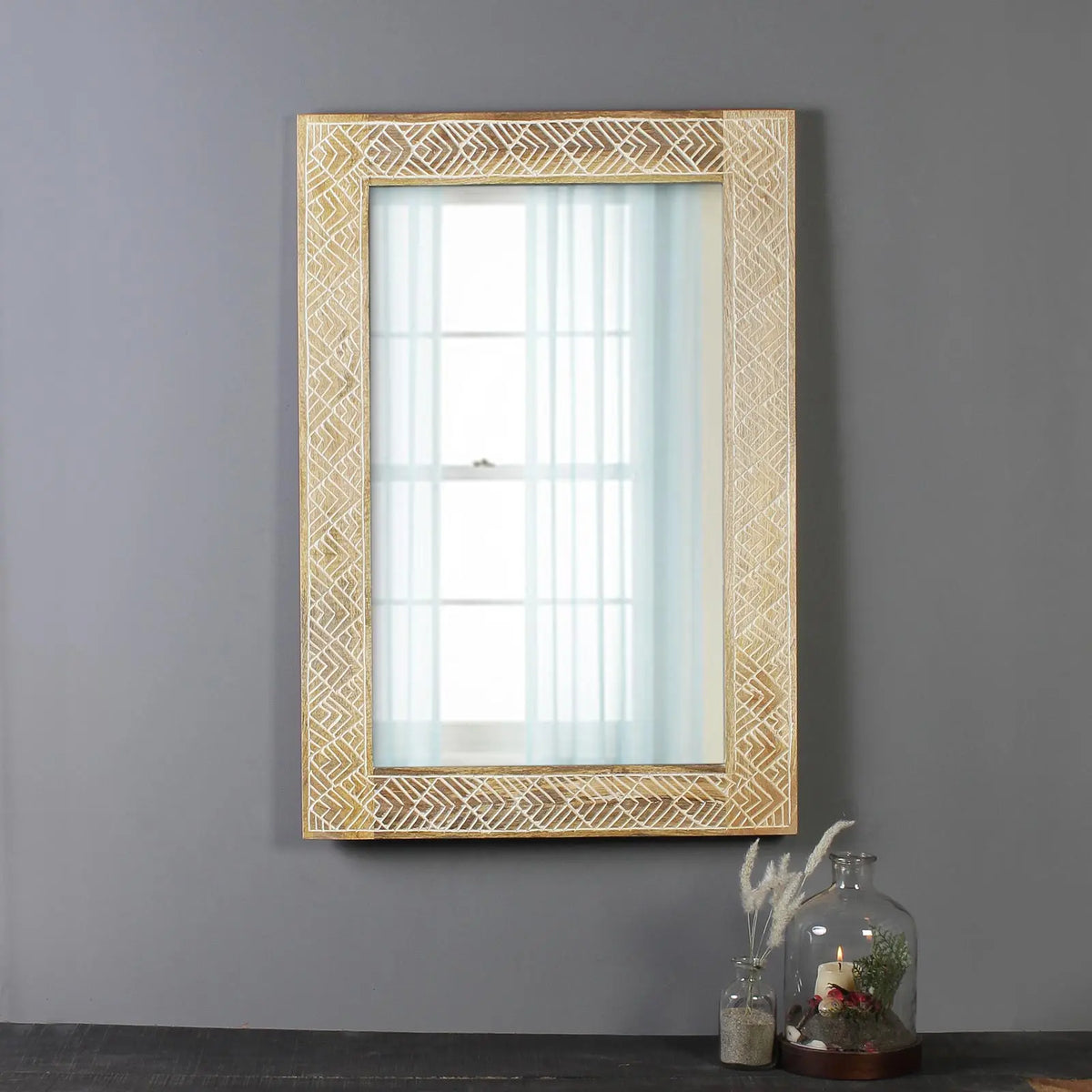 Ines Solid Wood Hand Carved Wall Mirror