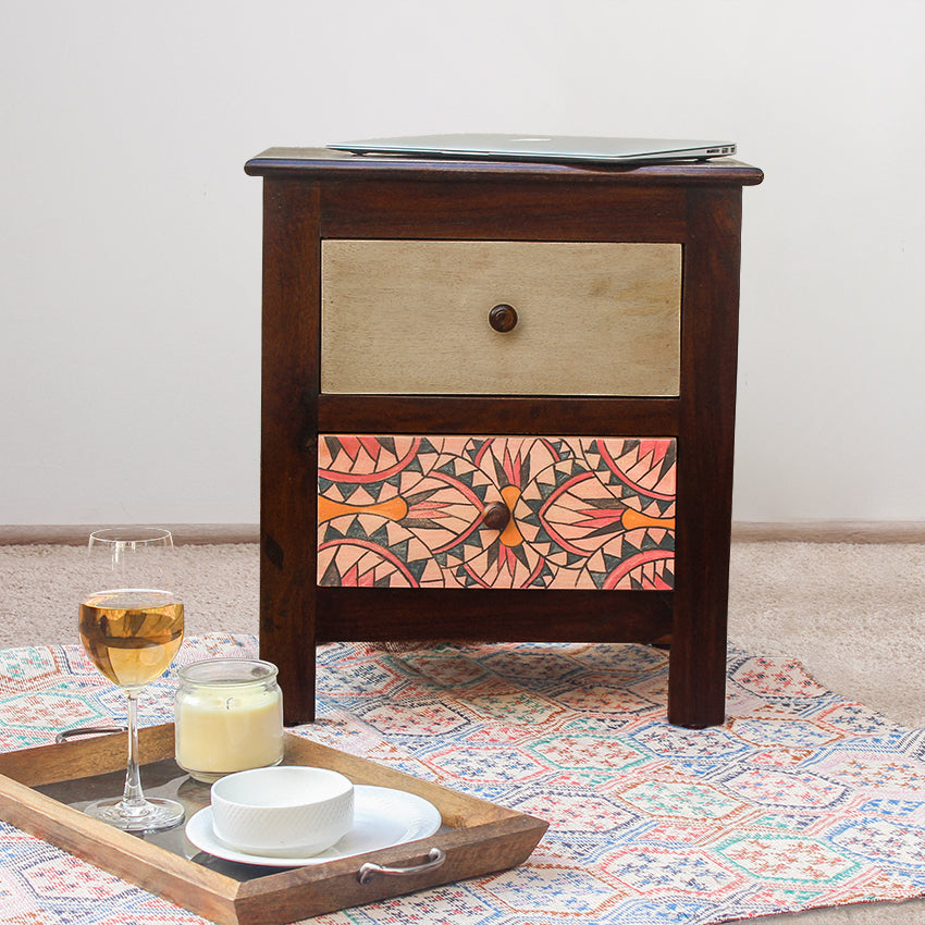 Andros Solid Wood Bedside Table with Drawers