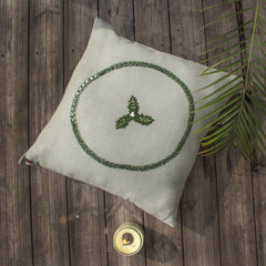 Christmas Wreath Hand Embroidered Cushion Cover
