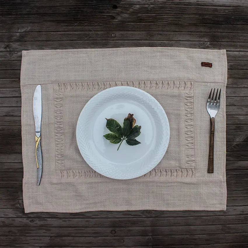 Thick slub self Embroidery Coupling Table Mat set of 6