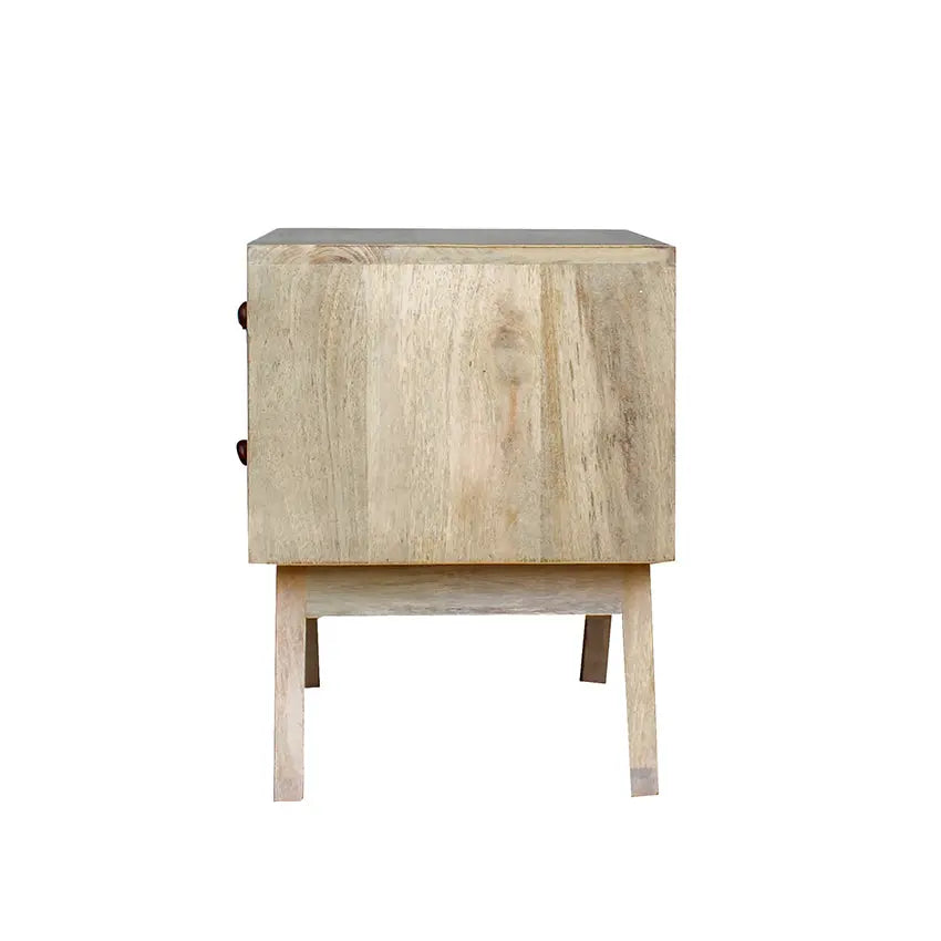 Dravidian Hand Carved Solid Wood Bedside Table - Fabuliv