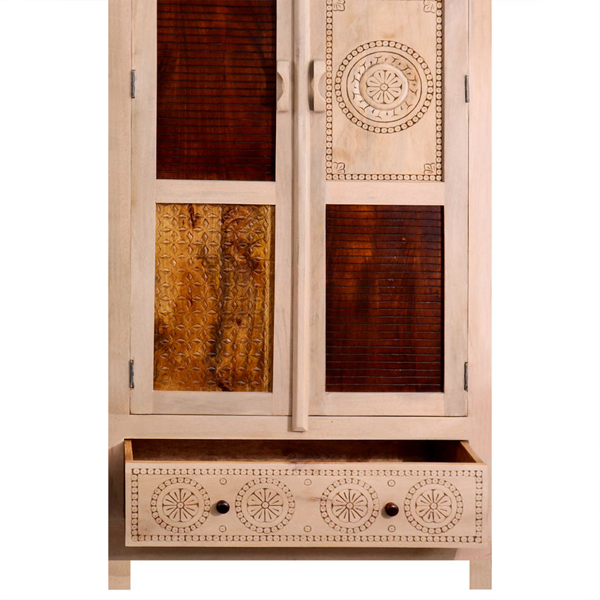 Manella Handcarved 2 Door Wardrobe - Fabuliv