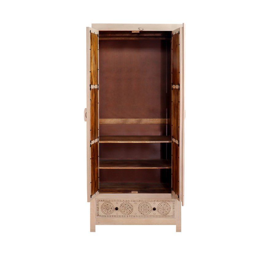 Manella Handcarved 2 Door Wardrobe - Fabuliv