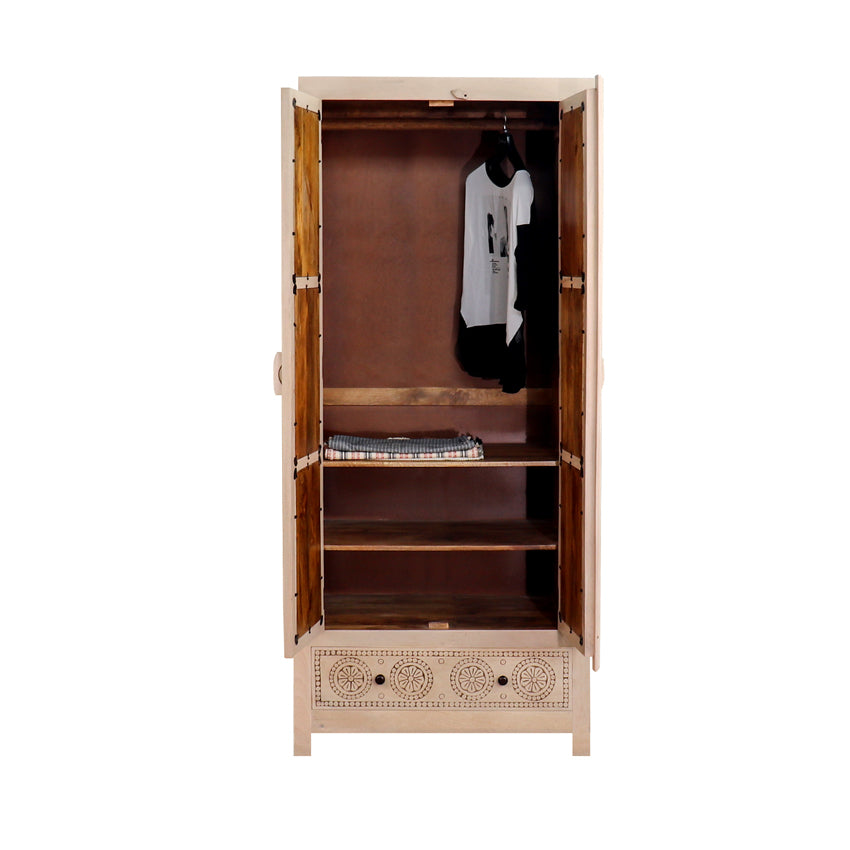 Manella Handcarved 2 Door Wardrobe - Fabuliv