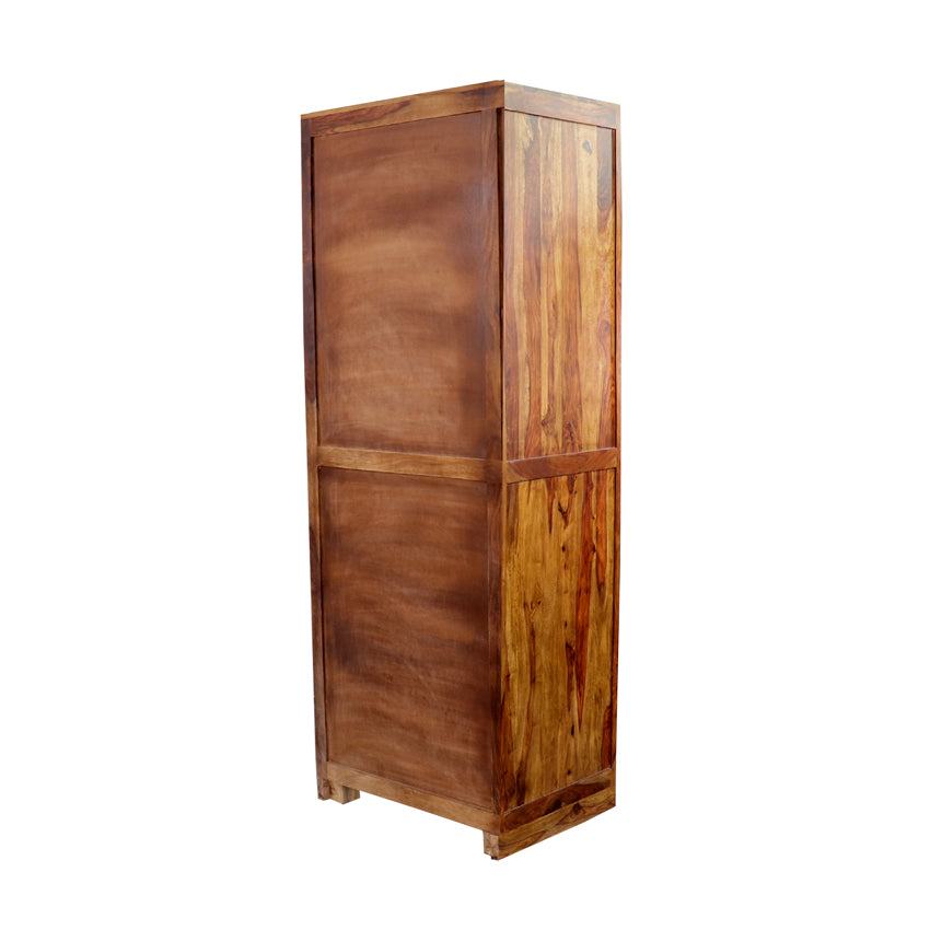 Amira Hand Carved Single Door Wardrobe with Wheel Castor