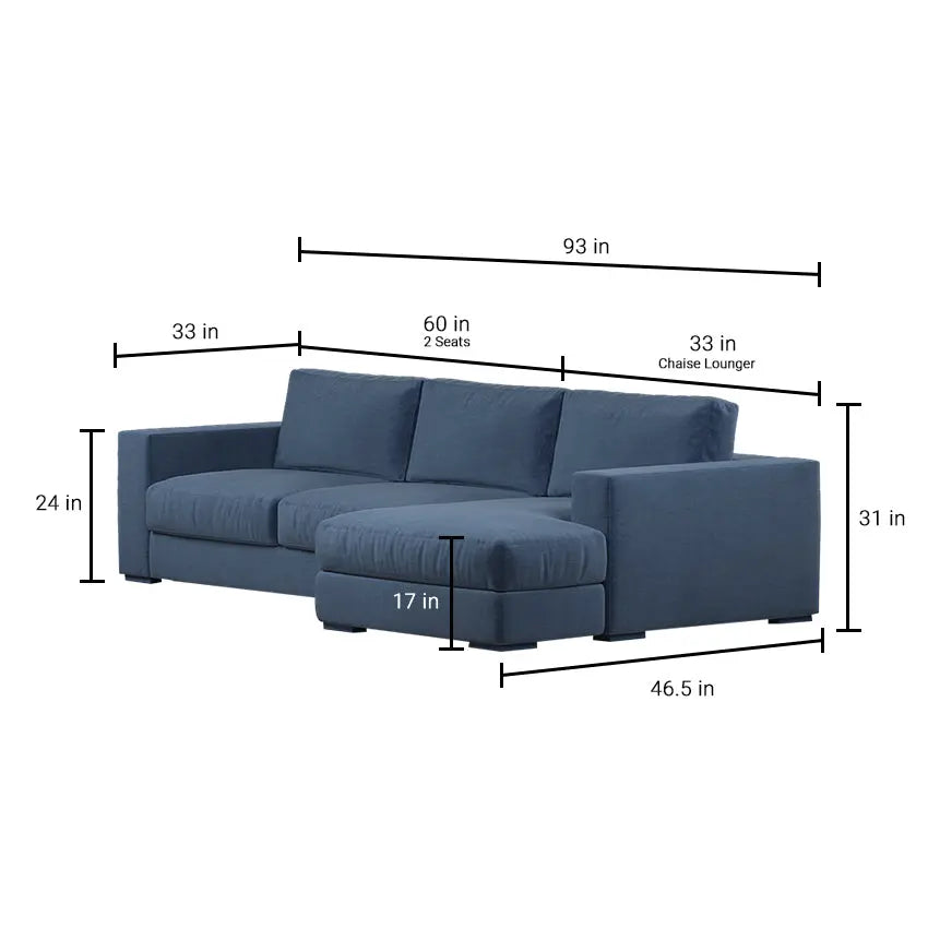 Claire Upholstered Sofa With Chaise Sectional