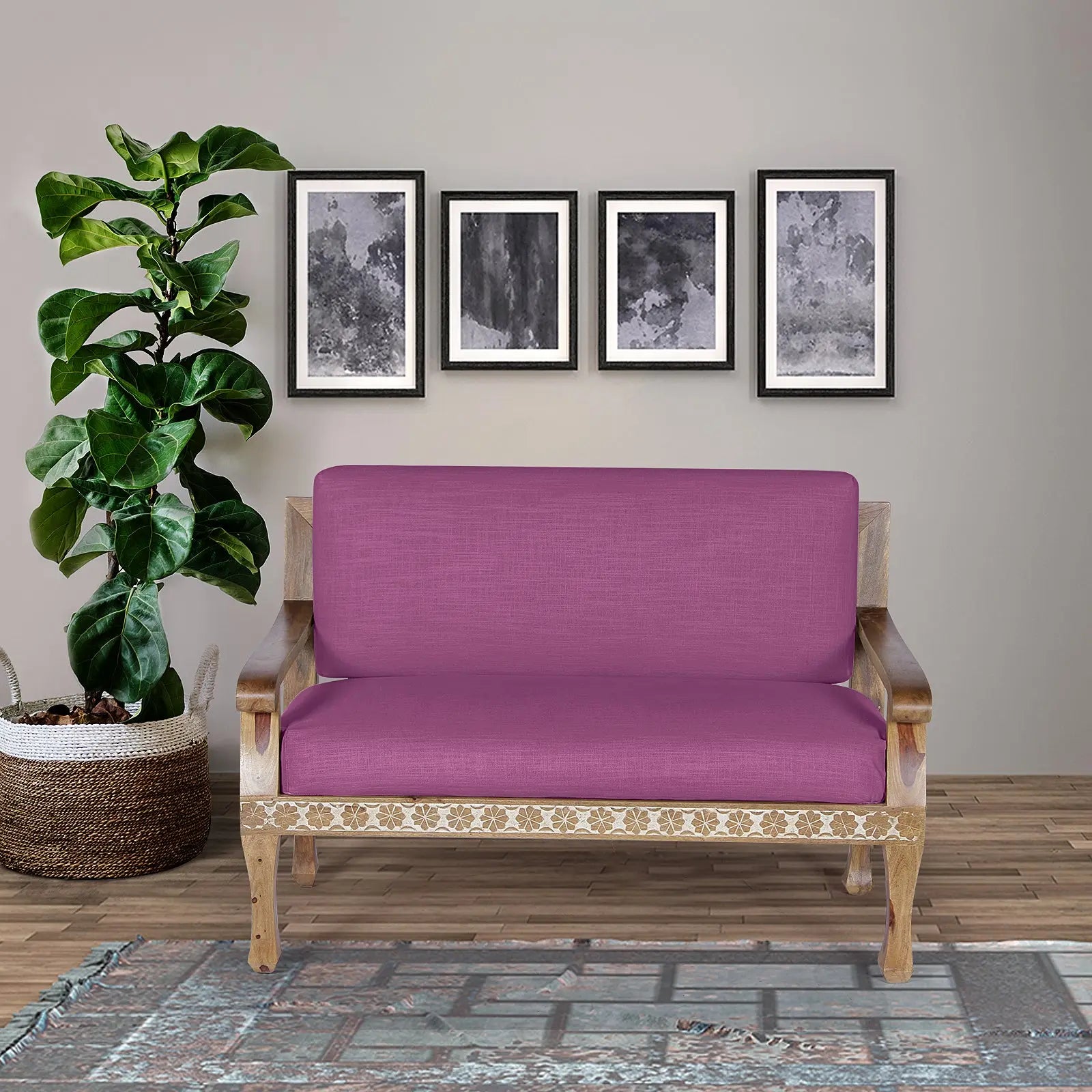 Walton Solid Wood Hand Carved Two Seater Sofa