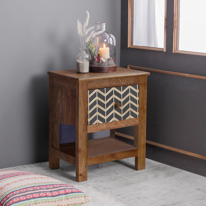 Margot Solid Wood Bedside Table with Single Drawer