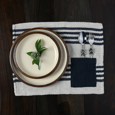 Marine Striped Table Mat with Cutlery Pocket set of 6