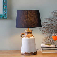 Aramis Half Glossy Vintage White Table Lamp Online