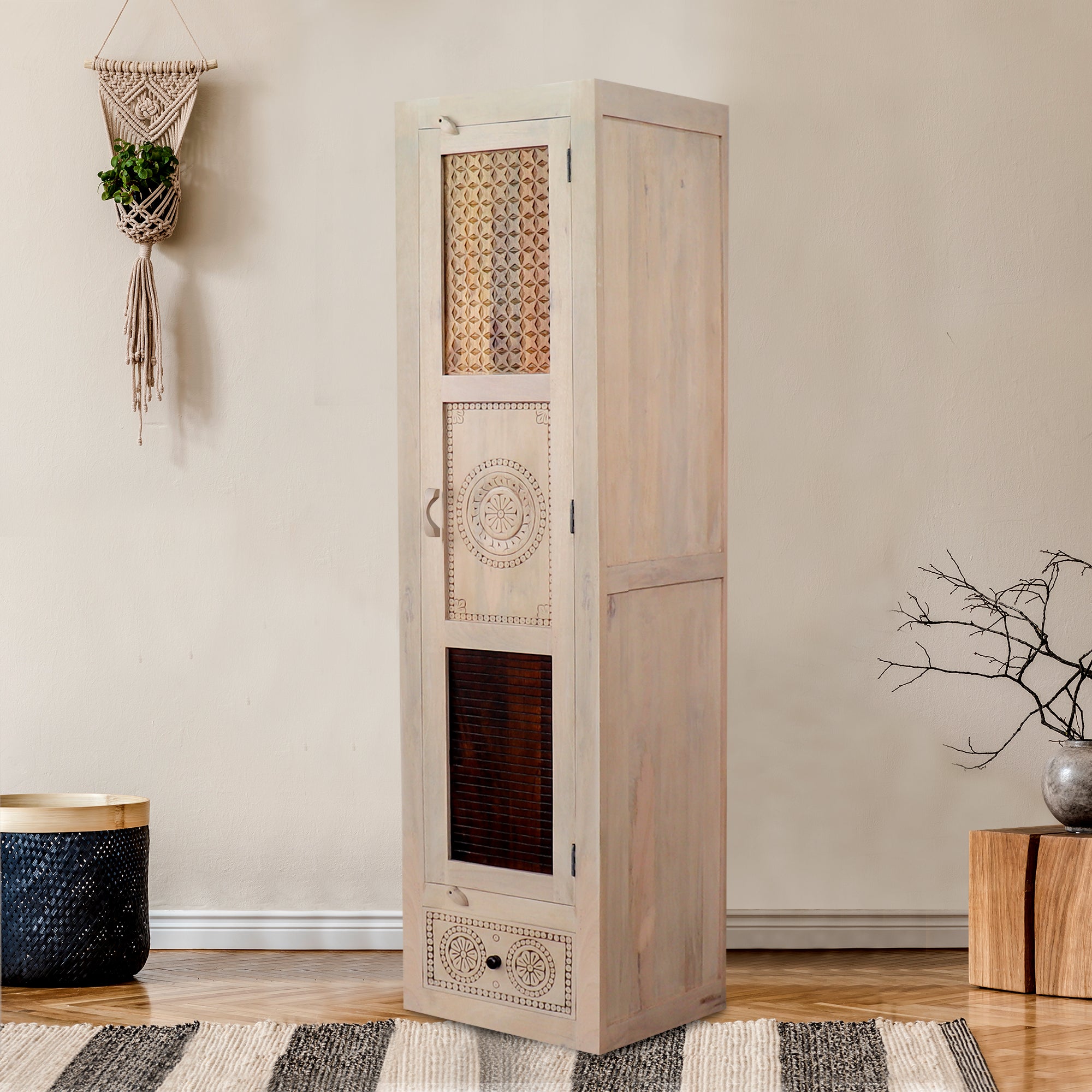 Single Door Wardrobe with Wheel Castor