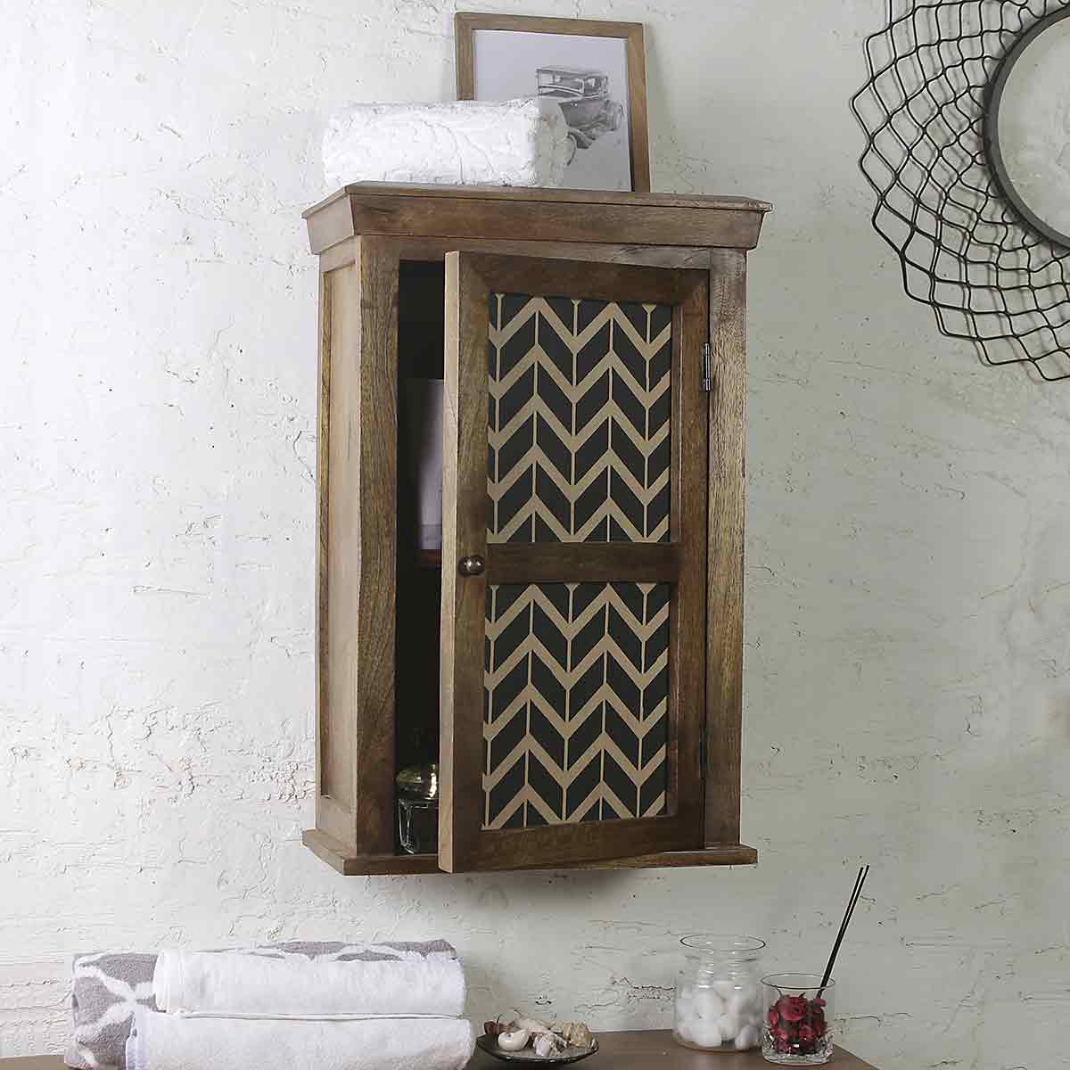 Solid Wood hand Painted Bath Cabinet 1
