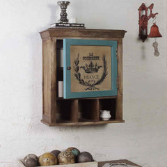 Alfredo Solid Wood Natural & Vintage Green Wall Shelves