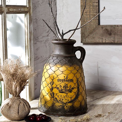 Opium Vintage Yellow Brown Vase