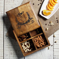 French wooden box with 4 compartments