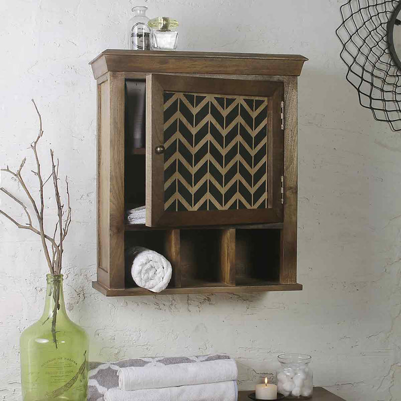 Solid Wood hand Painted Bathroom Cabinet 1
