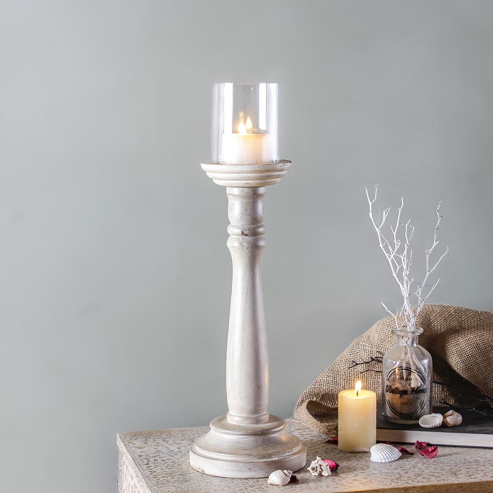 Duval White Candle Holder