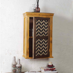 Alba Solid Wood Distress yellow Hand Painted Wall Shelve 1