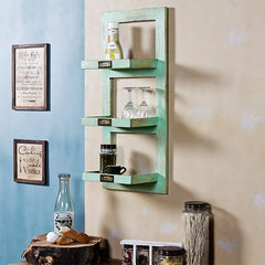 Turquoish wooden wall shelf small