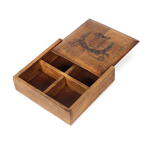 French wooden box with 4 compartments1