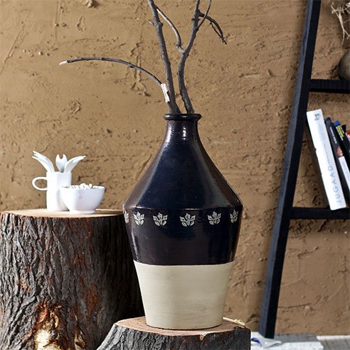 Buy Ombre half Glossy Blue Vase online