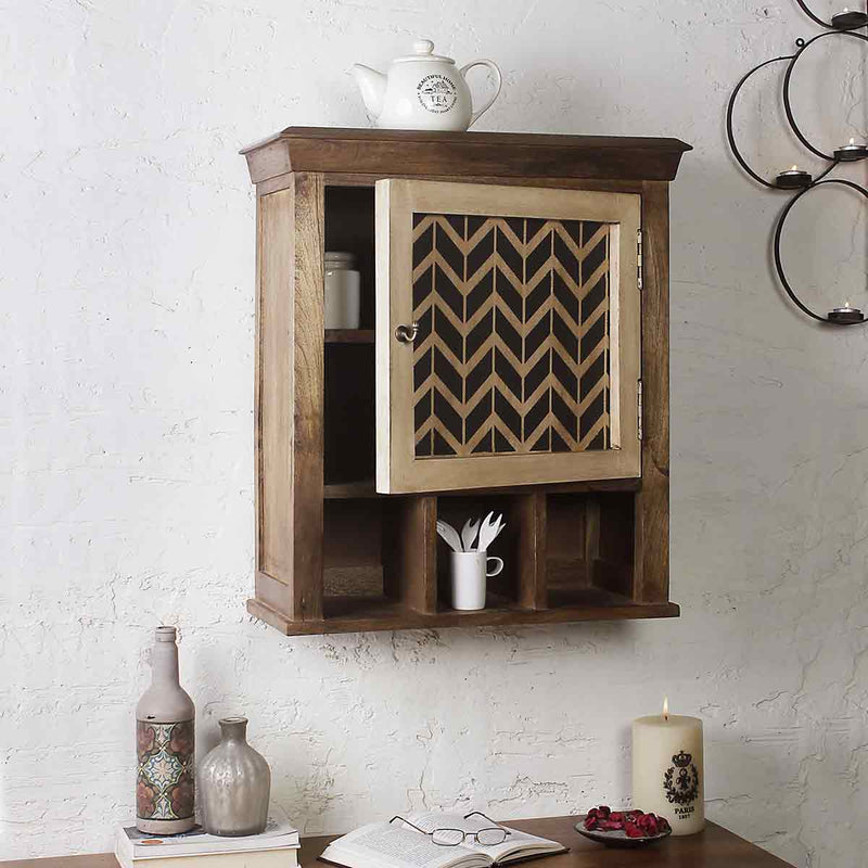 Alfredo Solid Wood Hand Painted Vintage White Wall Shelves