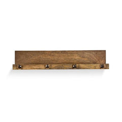 Natural wooden ledge with hooks
