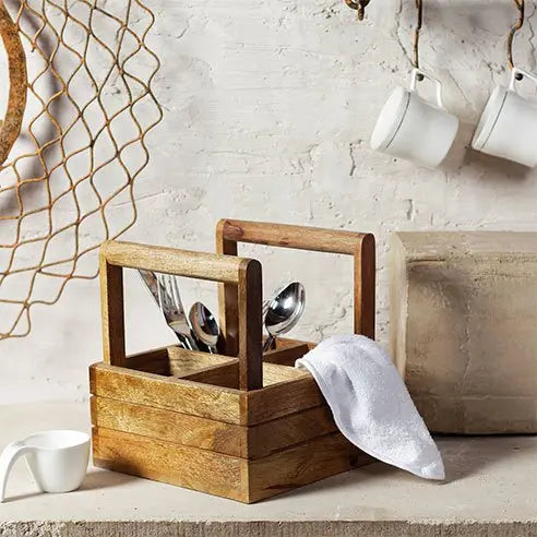 Natural wooden condiment set