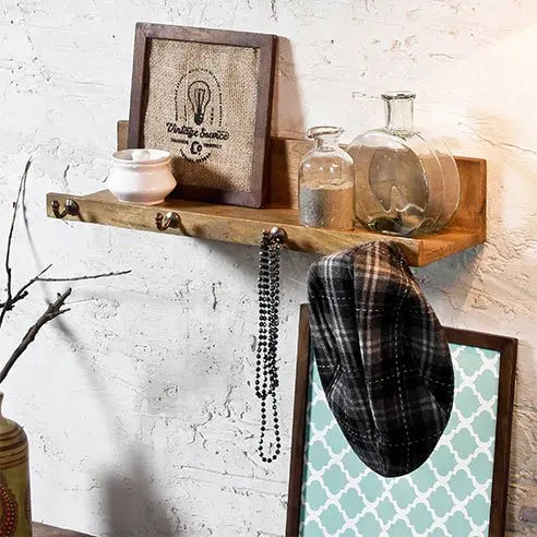 Jamie Camel Wall Shelf with Hooks