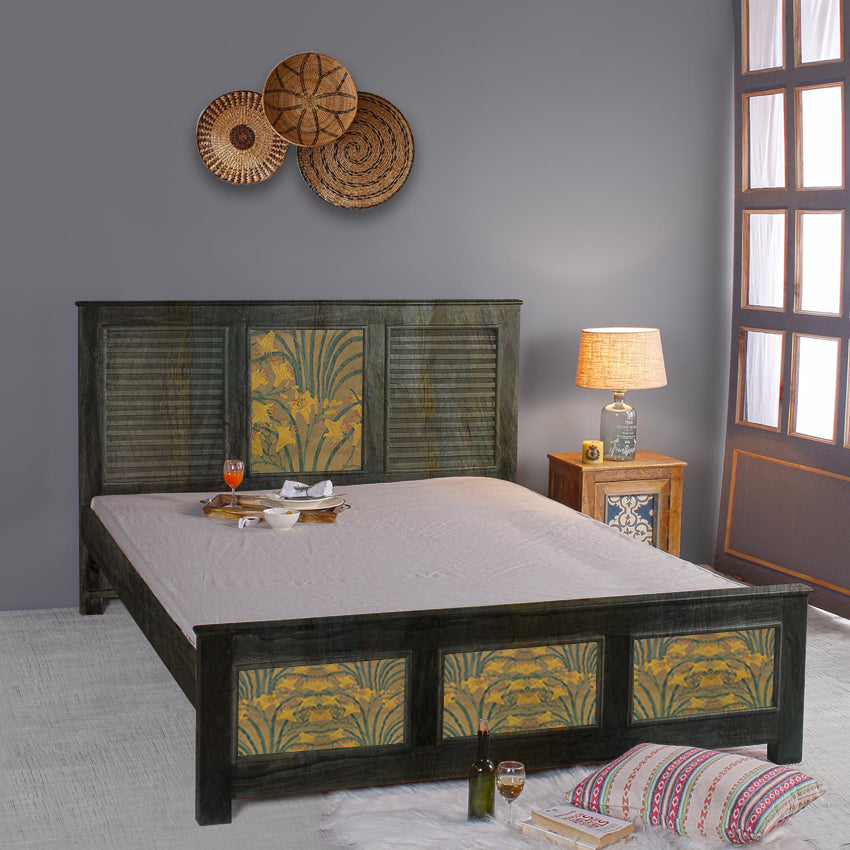 Lily Hand Painted Solid Wood Bed
